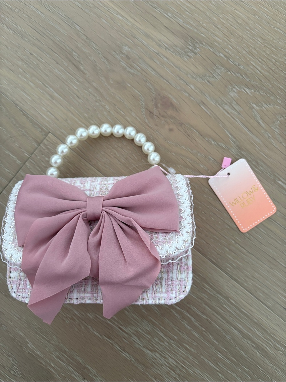 Pink Bow Pearl-Handle Mini Bag